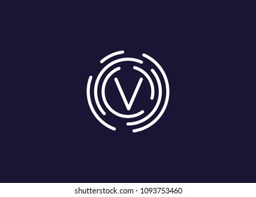 Letter V logo,with abstract circle shape, vector illustration