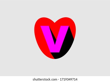 LETTER V LOVE VECTOR LOGO