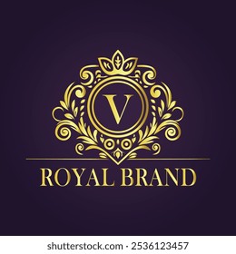 Letter V luxury gold logo concept