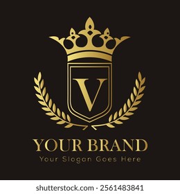 Letter V luxury gold logo concept
