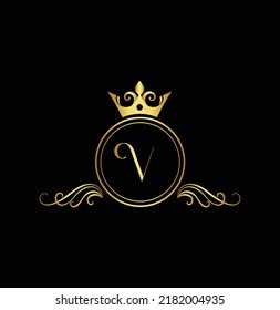 Letter V Luxury Logo. Monogram design elements, graceful template. Calligraphic elegant badge design. Business sign for Royalty, Letter Stamp, Boutique, Cafe, Hotel, Heraldic, Jewelry.