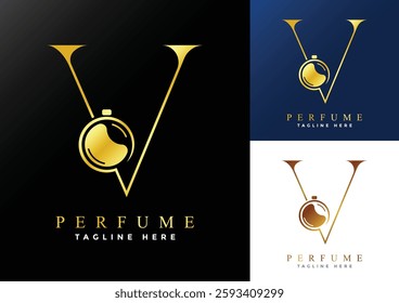 Letter V luxury Perfume logo design template