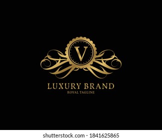 letter V luxury vintage logo