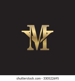 letter V and M monogram golden logo