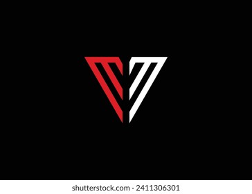 Letra V M modelo de diseño vectorial de logotipo monocasco