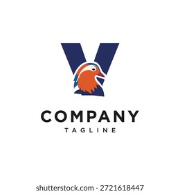 Letter V Mandarin Duck Logo Icon Vector