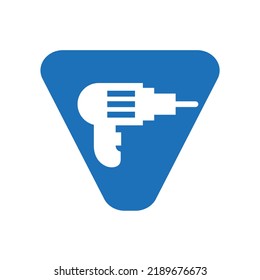 Letter V Manufacturing Construction Logo Design Concept With Drill Machine Symbol Vector Template