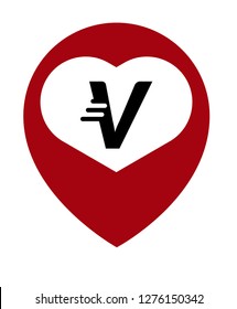 letter V and map pin. logo concept. Designed for your web site design, logo, app, UI