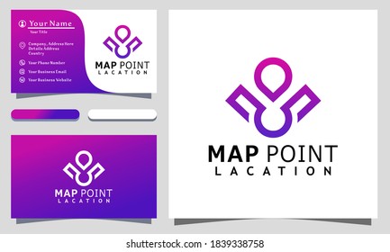 Carta V Ubicación de punto de mapa diseño vector Ilustración, plantilla de tarjeta de visita