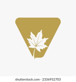 Letter V Maple Leaf Elegant Logo. Maple Leaf Logotype Vector Template