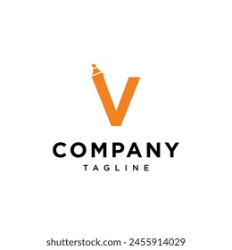 Letter V Marker logo icon vector template.eps