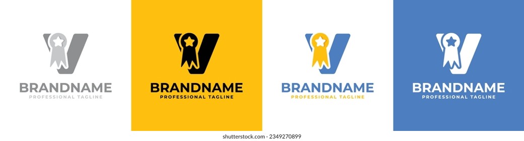 Letter V Medallion Logo, suitable for business related to medal, victory, champ with V initial.