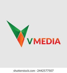 Letter v Media Logo Design Brand