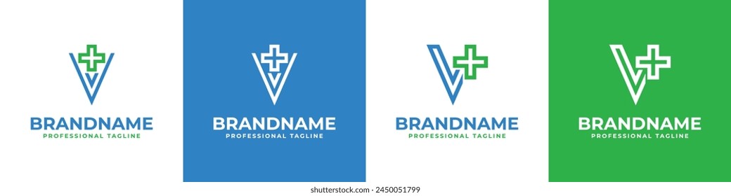 Letter V Medical Cross Modern Logo, suitable for business related to Medical Cross or Pharmacy with V initial