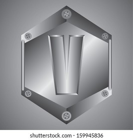 letter V in metal