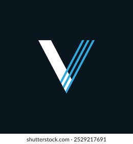 Letter V Minimal Business Logo With Triple Lines | Multicolor V Letter Small Typography Symbol