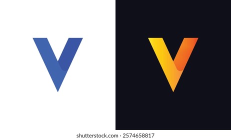 Letter V Minimal Business Logo With 3D Rounded Shadow | Gradient V Letter Typography Symbol