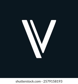 Letter V Minimal Business Logo With 3D Cut with Line | V Letter Typography Symbol