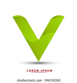 Letter V, Modern concept. elegant and simple typographic .Twisted gradient green