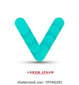 Letter V. modern concept and simple typographic. blue 