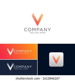 Letter V modern digital logo template