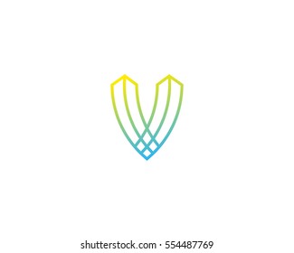 Letter V Modern Line Logo Design Element