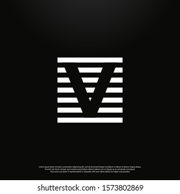 Letter V modern Logo icon monogram design. Vector graphic design template element. black background.