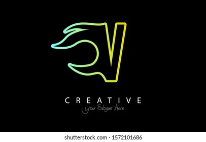 Letter V Modern Trendy Design Logo Concept. Creative Icon Logo Line Art Vector Illustration.