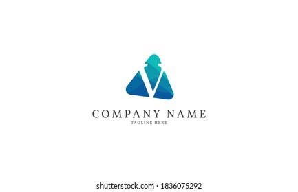 plantilla de logotipo de triángulo moderno de letra V