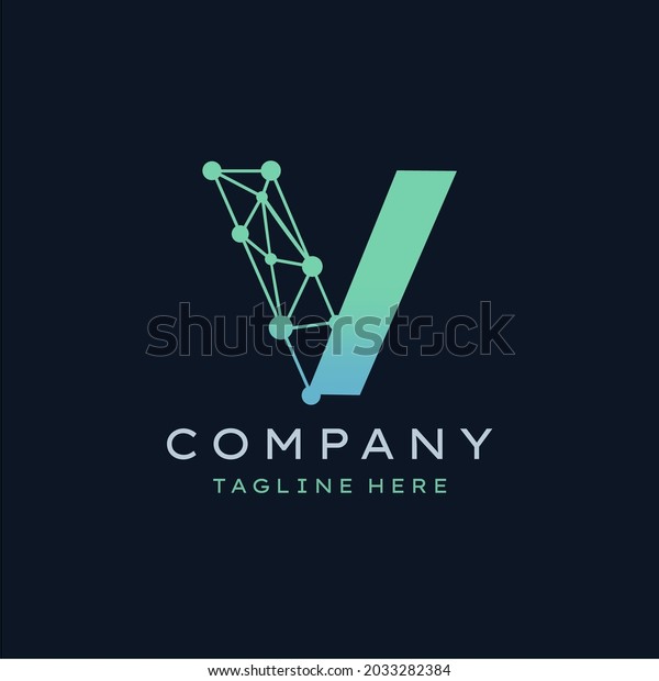 Letter V Molecule Logo, Bio tech Connect\
Dots Science Technology Logo Design\
Vector