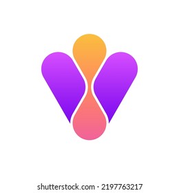 Letter V molecule technology gradient logo