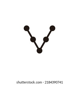 Letra V moléculas símbolo geométrico simple vector logo