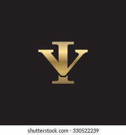 letter V and I monogram golden logo