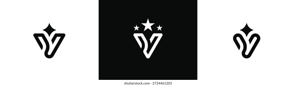 Logo-Design mit dem Buchstaben V-Monogramm. Initial V Star Symbol Symbol Zeichen Vektorgrafik Vorlage