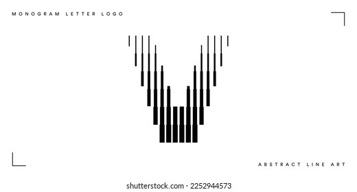 Letter V Monogram Logo Icon Geometric Vertical Stripe Lines