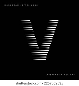 Letra v líneas modernas abstractas logo de monograma de arte