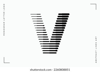 Letter V Monogram Logo Icon Geometric Horizontal Motion Stripe Lines