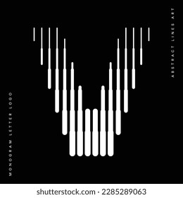 Letter V Monogram Logo Icon Geometric Vertical Stripe Lines