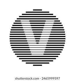  V Alfabeto Letra Logo Línea Circular Redonda Abstractas Ilusión Óptica Banda Semitono Icono