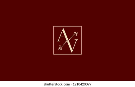 LETTER A AND V MONOGRAM LOGO WITH SQUARE FRAME FOR LOGO DESIGN OR ILLUSTRATION USE