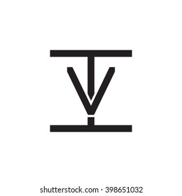 letter I and V monogram square shape logo black