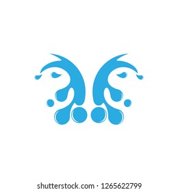 letter v motion water splash symbol logo vector