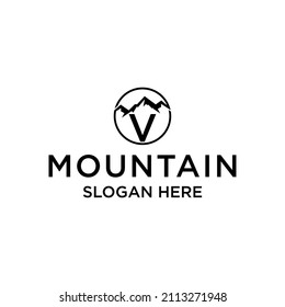 Letter v Mountain logo design