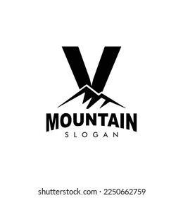 Logotipo de la carta V Mountain. Explorar la plantilla del logotipo de la empresa Mountain Advantage	
