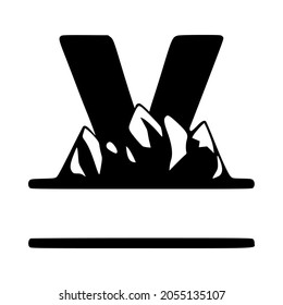 Letter v and mountain personalized monogram. Vector logo, emblems or initial design.
