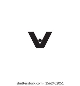 Letter V Mountain Vector Logo Design - Vector black
