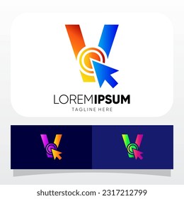 Letter V Mouse Cursor Pointer Logo Design Vector Icon Graphic Illustration