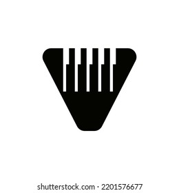 Letter V Musician Symbol, Piano Logo Icon Vector Template On White Background