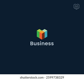 Letter V, MV, or W 3D Box Building Logo Design
