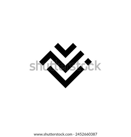 letter v N j square, heart geometric symbol simple logo vector